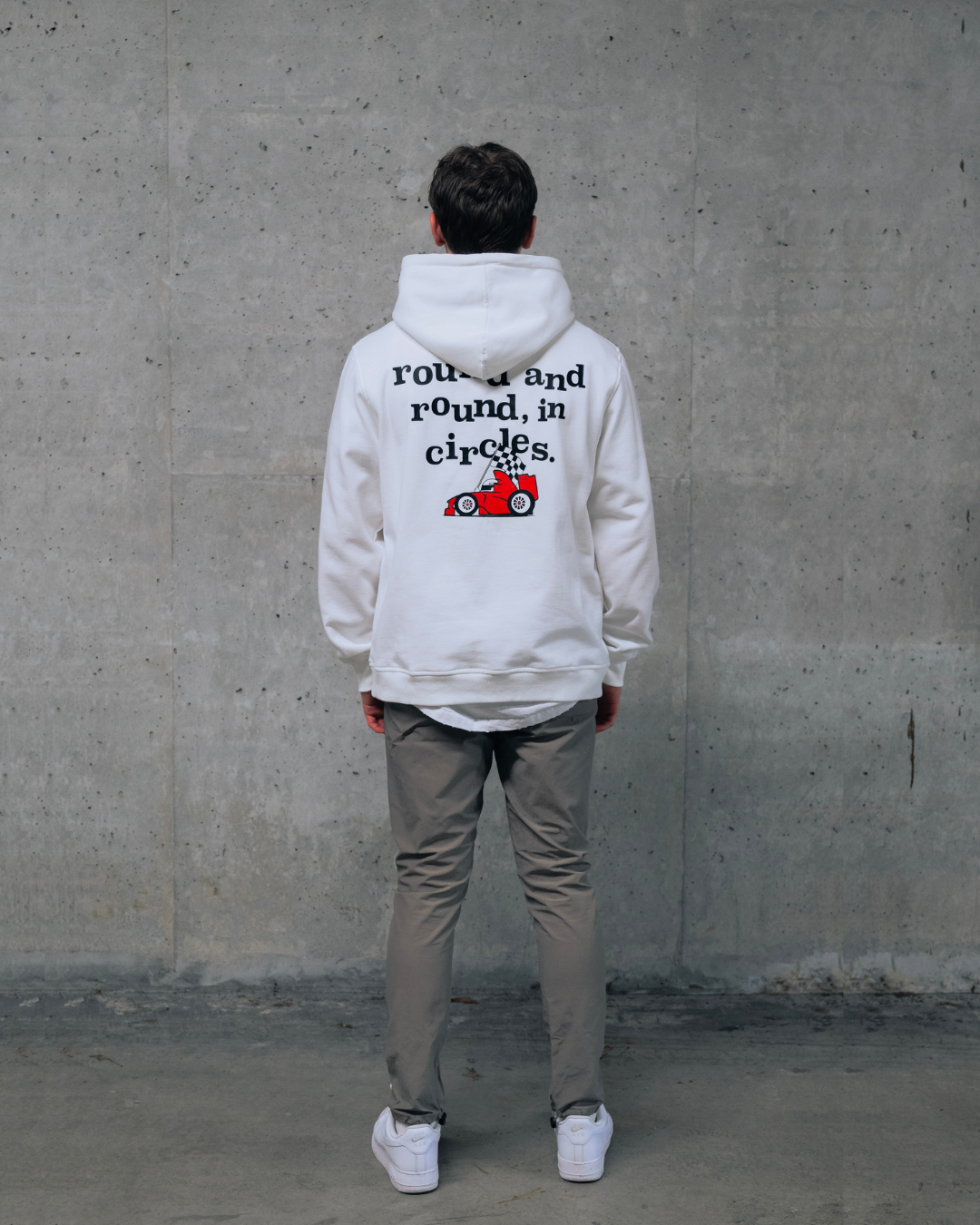 ROUND AND ROUND, IN CIRCLES HOODIE WHITE